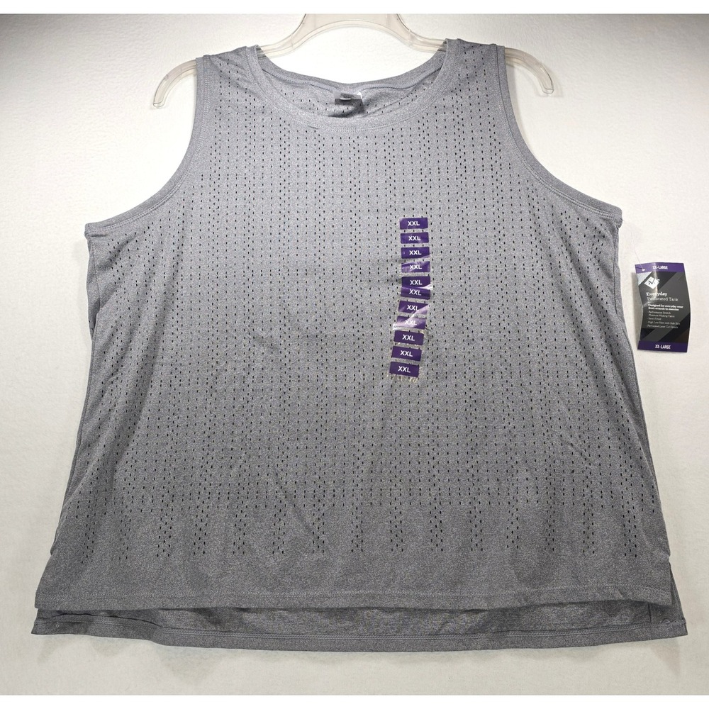 Members Mark Everyday Perforated Tank XXL Gray Heather Athletic Workout Top NEW